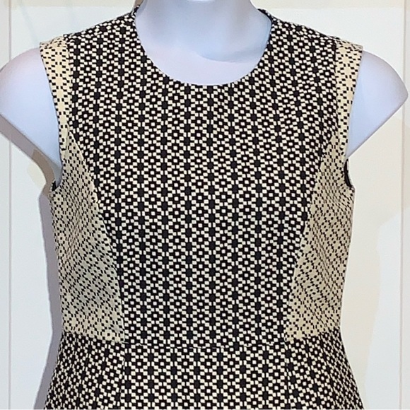 J Crew Classic Geometric Black Cream Retro Shift Dress Size 8 - Picture 2 of 8